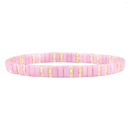 Strand KELITCH Pink Colour Charm Bracelet Women Rainbow Tila Beads Bracelets Handmade Colourful Wraps Stretchy