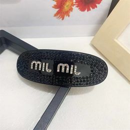 2022 New Miu Simple Flash Diamond Letter Edge Clip Fairy Headwear Shark Clip Style Hair Accessories