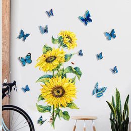 Wall Stickers 3d Ersonality Creative 2023paper Decorations Paste Window Home Sunflower For Kids Rooms Living Room