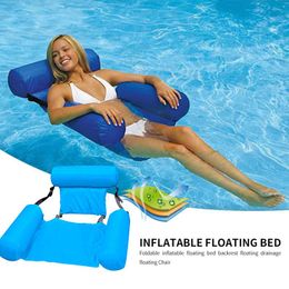 Inflatable Floats & Tubes Foldable Floating Bed Swimming Pool Water Longue With Backrest Ergonomic Anti-Leakage Sleeping Cushion For Beach