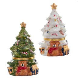 Jewelry Pouches Christmas Tree Storage Box Trinket Gift With Lid Display Case Organizers For Birthday Party Travel Xmas Bracelet