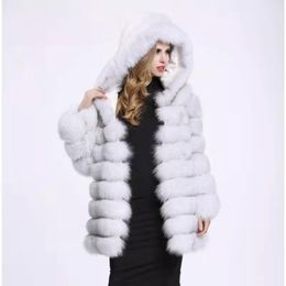 Fur Natural Fox Detachable Deformation Ladies Hooded Real Fox Fur Pocket Long Jacket Vest Fashion Thicken Warm Jacket