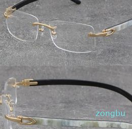 Quality White Inside Black Buffalo Horn Frame Man Woman Optical Original Wood Eyeglasses Gold Frame glasses Rimless Unisex Eyewear