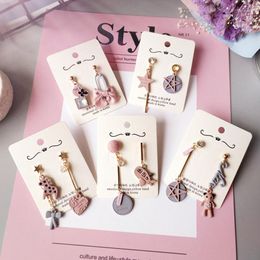 Dangle Earrings Summer Pink Girl Princess Style Original Ear Jewellery Korean Asymmetrical Pony Love Cute Creative Gifts For Women.