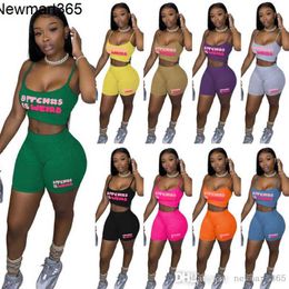 Plus Size 3xl Women Tracksuits Two Pieces Set Designer 2023 New Fashion Slim Sexy Sweet And Spicy Print Tank Top Shorts Ladies Sportwear