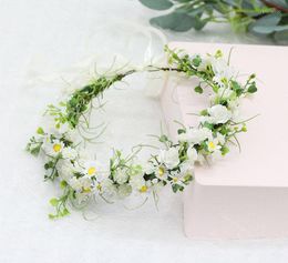 Decorative Flowers Crown Garland Accessories Wreath Hairbands Handmade Wedding Hair For Women Bridal Bridesmaids Girls Rose Seaside
