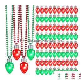 Light Up Pendant Bb Necklace On Mardi Gras Beads Led Flashing Glowing In The Dark Garlands Holiday Christmas Party Favour Stocking Drop Dh1Ox