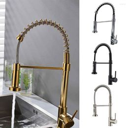 Kitchen Faucets Modern Cold Brass Single Lever Mixer Tap Sink Faucet Taps Pull-out Hose Spray Spring