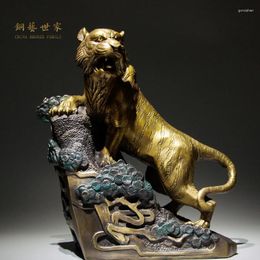 Decorative Figurines High Quality Ferocious Tiger Statue Home Office Decoration Chinese Brass Copper Craft Animal Ornaments Business Gift