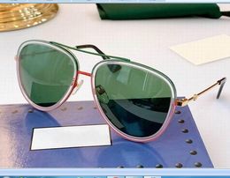 2023 sunglasses high quality men women green pink metal frame fashion light green glasses with box and dust bag