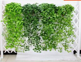 Decorative Flowers 10pcs Green Artificial Leaves Fake Hanging Vine Plant Foliage Flower Garland Home Garden Wall Decoration9099595