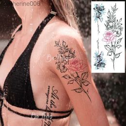 Tattoos Coloured Drawing Stickers Ink Colour Sexy Flower Temporary Tattoos For Women Girl Body Art Painting Arm Leg Tattoo Sticker Realistic Fake Waterproof TattooL2