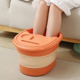 Massager Foldable Basin Foot Bath with Lid Household Portable Foot Washing Thermal Insulation Massage Foot Bath Barrel Pedicure Bowl Spa