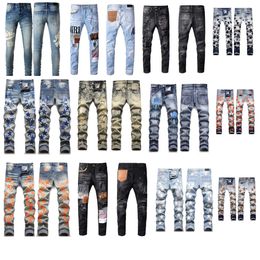 Designer-Herren-Jeans von Amirs, High Street-Loch-Stern-Patch, Herren-Damen-Jeans von Amirs mit Stern-Stickerei, Stretch-Slim-Fit-Hose, Jeanshose
