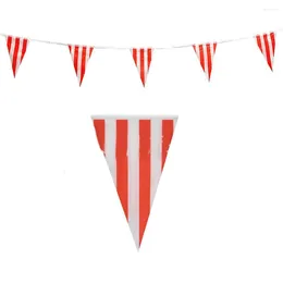 Decorative Flowers 10/30M Flags Carnival Theme Party Decorations Red And White Striped Pennant Ban Decoration For Circus Themed