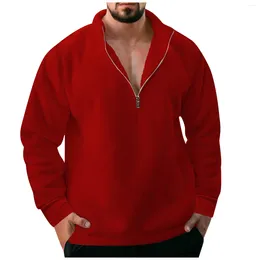 Men's Hoodies Male Sweater Solid Colour Pullover Men Casual Quality Half Stand Collar Zipper Cotton Winter Basic Sweaters Homme