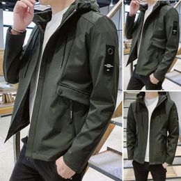 Men's Jackets Men Outerwear Hooded Windproof Winter Coat With Zipper Placket Pockets Stylish Outwear For Autumn Skin-touching