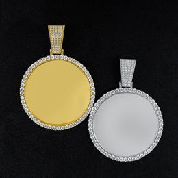 Passed Diamond Test Sterling Sier Full Moissanite DIY Custom Photo Medallions Pendant &necklace with 24inch Steel Rope Chain for Men Women Nice Gift