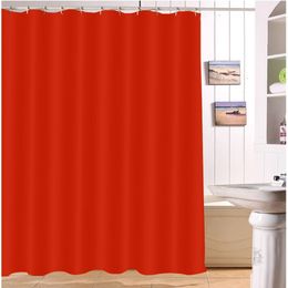 Curtains 180*200 Waterproof Solid Red Pure Shower Curtains Polyester Print Bathroom Screens Curtain Fabric for Girl Bathtub Home Decor