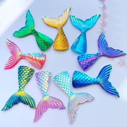 Decorative Objects Figurines 10Pcs Resin Lovely Shiny Fish Tail With Color Plating Flatback Cabochon Scrapbook Kawaii DIY Embellishments Accessories C95 230428