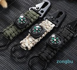 Keychains Handwoven Seven Core Umbrella Rope Compass Eagle Mouth Multifunctional Outdoor Mountaineering Keychain For Tourism Travel