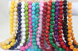 Chains African Fashion Beaded Wedding Necklace Charms 14MM Natural Coral Stone Beads Statement 16 Colours Christmas Gift WD940