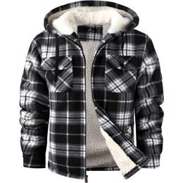 men's flannel shirt jacket wool lined plaid jacket full zip hooded sweater winter jacket winter jacket mens winter jacket 3PV2R