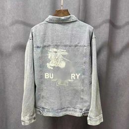 Burbreries Letter Jacket Designer Denim Jackets Print Denims Coat Women Fashion Retro Cardigan Coats Oversize Burberies