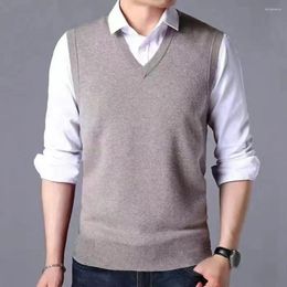 Men's Vests V-neck Sleeveless Knitting Waistcoat Versatile Mid-aged Knitted Sweater Vest Slim Fit Pullover