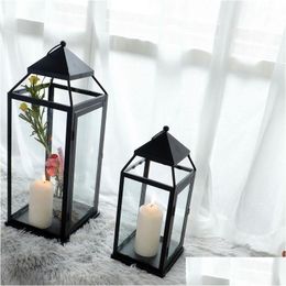 Candle Holders Home Decoration Metal Windbreak Lamp Scented Candles Portable Decorations Drop Delivery Garden Decor Otlop