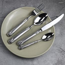 Dinnerware Sets Stainless Steel Set Luxury Steak Knife Forks Spoon Portable Travel Cutlery Vajillas Tableware DI50DC
