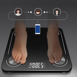 Scales USB Charging Body Electronic Scales Fat Scale Floor Smart LED Digital BMI Weight Balance Bariatric Bathroom Bluetooth Scales