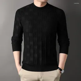 Men's Sweaters Knit Pullovers Men O-Neck Fashion Plaid Jacquard Smart Casual Autumn Winter Solid Color Knitted Sweater Man