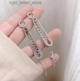 Stud New Luxury Rhinestone Crystal Long Tassel Pin Earrings for Women Bridal Drop Dangling Earrings Party Wedding Jewellery Gifts YQ231128