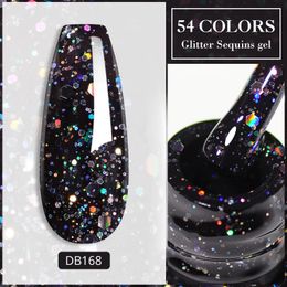 Nail Gel Mtssii 6ml Holographic Glitter Gel Nail Polish Spring Colour Sparkling Sequins Soak Off UV LED Varnish Nail Art Decoration 231128