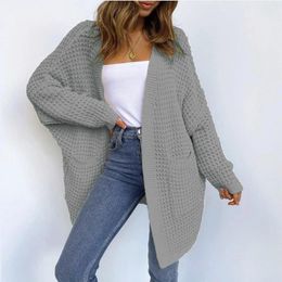 Women's Sweaters Cardigan Sweater Women Long Sleeve Open Front Coat Outerwear Streetwear Tops Chic Lazy Retro Knitted Coats