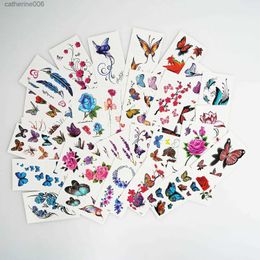 Tattoos Coloured Drawing Stickers 30PcsPack 3D Butterfly Flower Feather Pattern Temporary Tattoo Sticker Small Size Body Arm Shoudler Wrist Fake Tattoo StickerL23