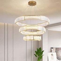 Chandeliers Gold Round LED Chandelier RC Adjustable Light Colour Modern Special-shaped With Customised Height And Length