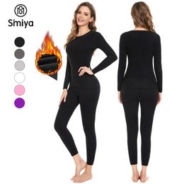 Women's Thermal Underwear Thermal Underwear Set Women Long Johns Fleece Lined Ultra Soft Warm Base Layer Top Bottom for Cold Weather Winter Free Cutting 231127