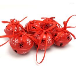 Christmas Decorations Decoration 6pc Red Iron Small Bell For Home Snow Flake 50mm 40mm Jingle Supplies