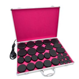 Full Body Massager 30PCS Stones Massage Set Basalt Stones with Heater Home Spa Relaxing Body Healing Pain Relief Beauty Health Care Kit 231128