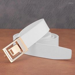 Belts High Quality White Boy Trend Fashion Leisure Time Designer Casual Smooth Buckle 2.9 Cm Men's Leather Belt