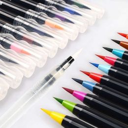 Set - Premium Soft Flexible Dual Tips Colouring Brush Pen Fineliner Colour Marker Pens for Children Adult P230427