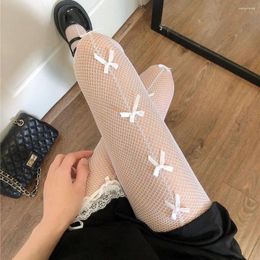 Women Socks Sexy Japanese JK Bowknot Fishnet Stockings Summer Loli Hollow Legs Cosplay