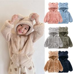 Down Coat Kids Winter Coats 2023 Children Outerwear Boy Bear Ear Warm Fleece Hoodie Baby Girls Jackets for Autumn Spring Clothing 231128