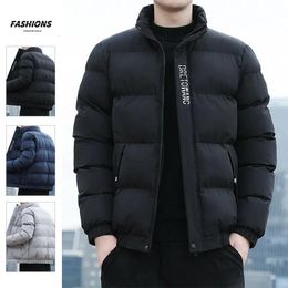 Men's Down Parkas Windproof Warm Cotton Jacket Solid Standing Collar Casual Short Coat Men Clothing 231128