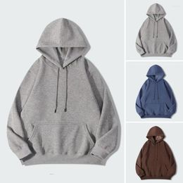 Men's Hoodies Breathable Men Sweatshirt Autumn Winter Hoodie Loose Fit Hooded With Big Pocket Thick Fleece Lining For