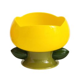 Feeding High Foot Protection Pet Ceramic Bowl Cats and Dogs Ceramic Pet Bowl Nonslip Flower Shape Cat Bowl Food Drinking Pets Feeder