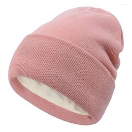 Berets Unisex Winter Warm Knitted Beanie Hats Cuffed Soft Thick Fleece Lined Ski Skullies Caps For Men Women