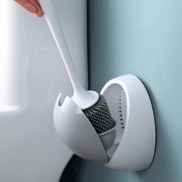 Brushes WallMounted Silicone Toilet Brush Wc Cleaner No Dead Toilet Cleaning Tools Brush With Holder Home Bathroom Accessories Sets